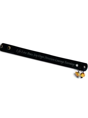 Dillon Rogers Black Inspirational Engraved Leather Bracelet
